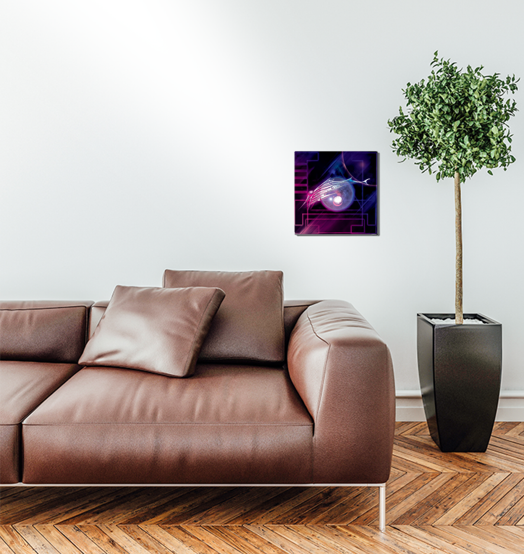 Neon Dolphin 12x12 Inch Metal Print 1 Quantity 149.99USD